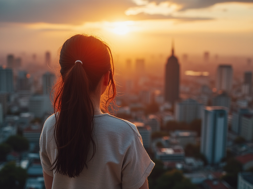 都市に沈む夕日 — 今日という日もまた、静かに消えていく